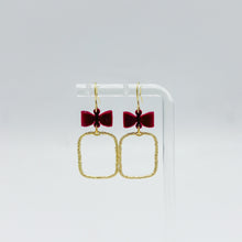 Load image into Gallery viewer, Burgundy Velvet Bow Earrings
