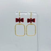 Load image into Gallery viewer, Burgundy Velvet Bow Earrings