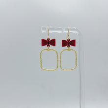 Load image into Gallery viewer, Burgundy Velvet Bow Earrings