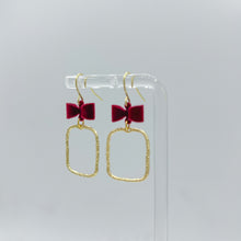 Load image into Gallery viewer, Burgundy Velvet Bow Earrings