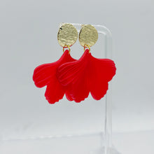 Load image into Gallery viewer, Red and Gold Ginkgo Leaf Earrings