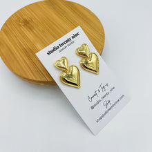 Load image into Gallery viewer, Double Heart Gold Earrings