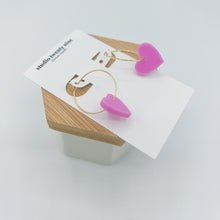Load image into Gallery viewer, Red or Pink Heart Charm Hoop Earrings