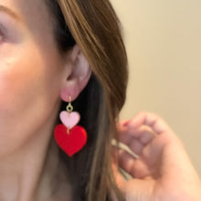 Load image into Gallery viewer, Red and Pink Heart Earrings