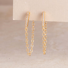 Load image into Gallery viewer, Pave Bar and Chain Earrings