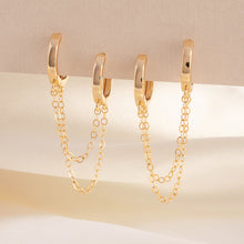 Load image into Gallery viewer, Double Gold Huggie Hoop Chain Set