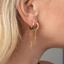 Load image into Gallery viewer, Double Gold Huggie Hoop Chain Set