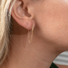 Load image into Gallery viewer, Pave Bar and Chain Earrings