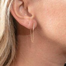Load image into Gallery viewer, Pave Bar and Chain Earrings