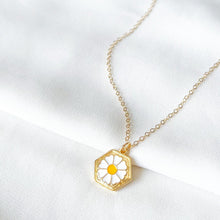 Load image into Gallery viewer, Daisy Hexagon Gold Filled Necklace