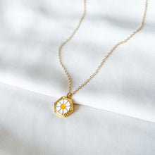 Load image into Gallery viewer, Daisy Hexagon Gold Filled Necklace