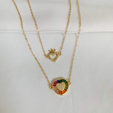 Load image into Gallery viewer, Of Heart and Soul - Rainbow CZ Heart Necklace