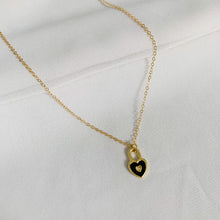 Load image into Gallery viewer, Dainty Black Heart Lock Gold Filled Necklace