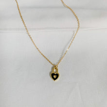 Load image into Gallery viewer, Dainty Black Heart Lock Gold Filled Necklace
