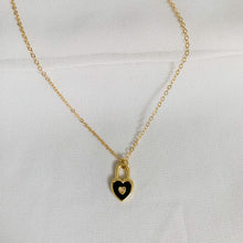 Load image into Gallery viewer, Dainty Black Heart Lock Gold Filled Necklace