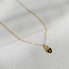 Load image into Gallery viewer, Dainty Black Heart Lock Gold Filled Necklace