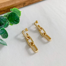 Load image into Gallery viewer, Chain Link CZ Gold Filled Earrings