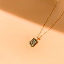 Load image into Gallery viewer, Unapologetically You - 14k gold filled rectangle initial necklace. Tag pendant with uppercase letter on cable chain. High quality, tarnish resistant.