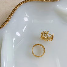 Load image into Gallery viewer, Greek Laurel Leaf Huggie Gold Filled Earrings