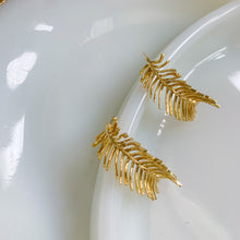 Load image into Gallery viewer, Feather Gold Filled Hoop Earrings