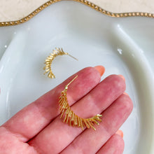 Load image into Gallery viewer, Feather Gold Filled Hoop Earrings