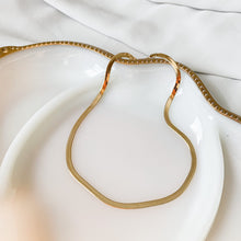 Load image into Gallery viewer, 18k gold filled herringbone chain. A classic necklace that never goes out of style. High quality, tarnish resistant.