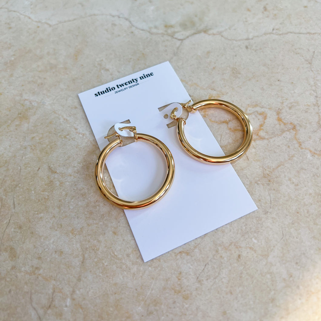 Gold Filled Thin Tube Hoop Earrings