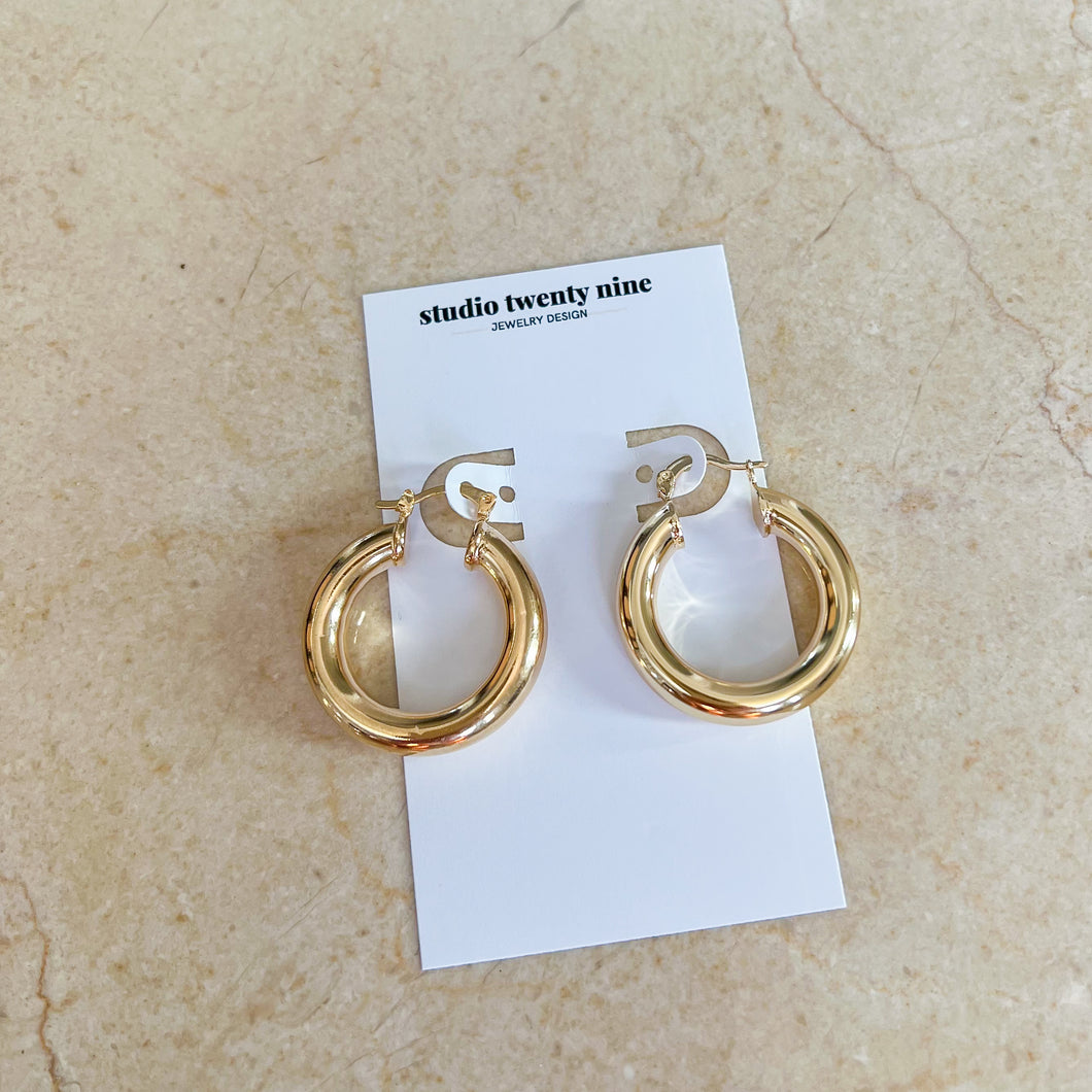 Gold Filled Thick Tube Hoop Earrings