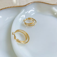 Load image into Gallery viewer, Gold Filled Triple Flat Hoop Earrings
