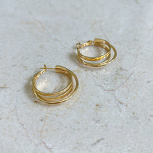 Load image into Gallery viewer, Gold Filled Triple Flat Hoop Earrings
