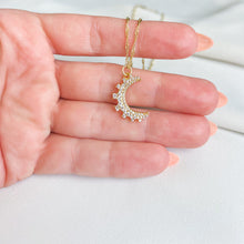 Load image into Gallery viewer, The Luminous One - CZ Crescent Moon Necklace
