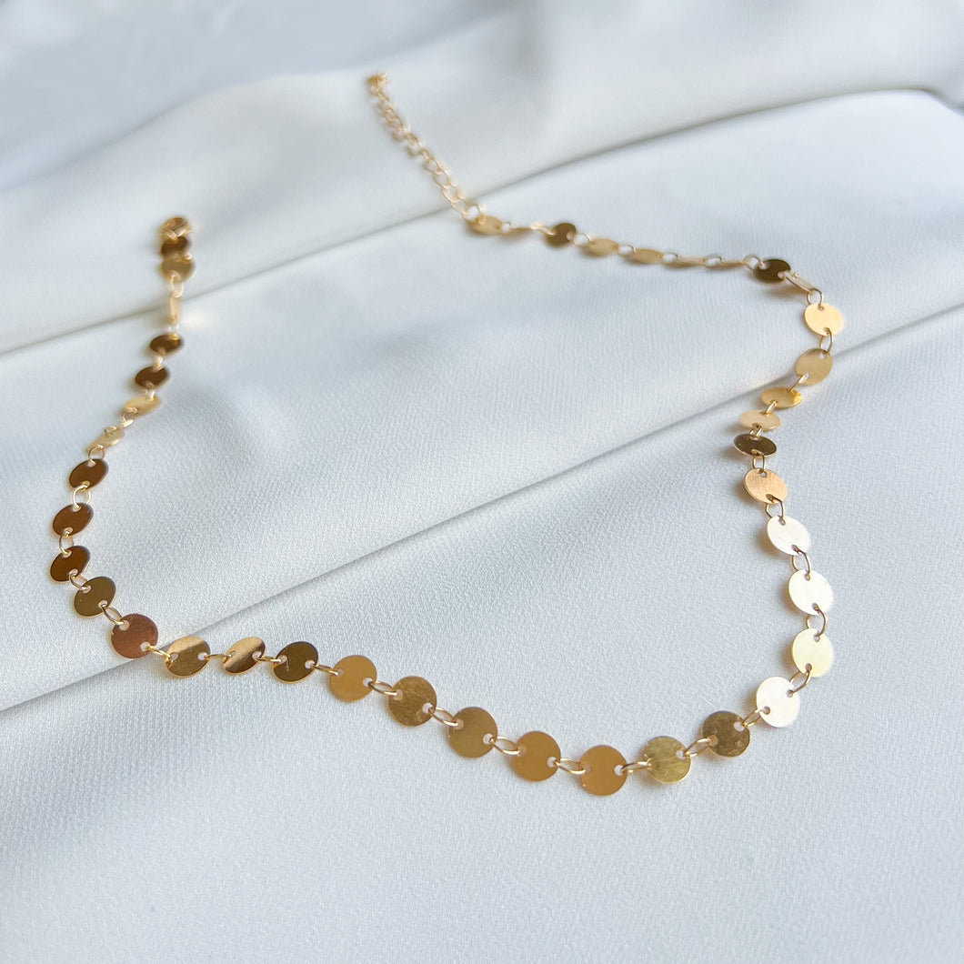 Gold Filled Sequin Disc Chain Necklace