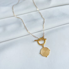 Load image into Gallery viewer, Aztec Gold Coin Toggle Necklace
