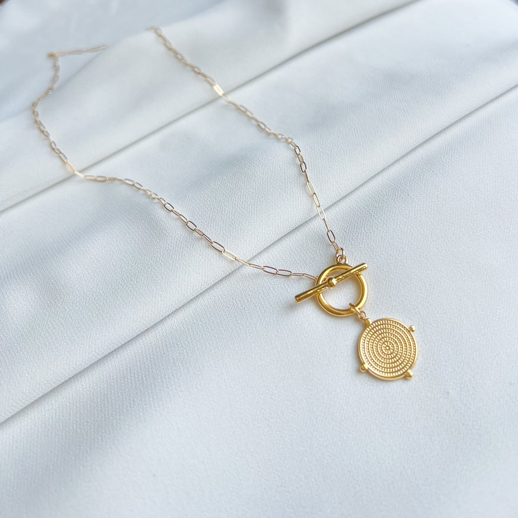 Aztec Gold Coin Toggle Necklace