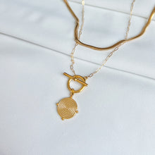 Load image into Gallery viewer, Aztec Gold Coin Toggle Necklace
