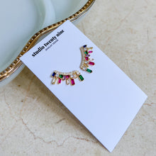 Load image into Gallery viewer, Multicolor CZ Curved Gold Filled Studs

