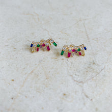 Load image into Gallery viewer, Multicolor CZ Curved Gold Filled Studs
