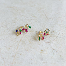 Load image into Gallery viewer, Multicolor CZ Curved Gold Filled Studs
