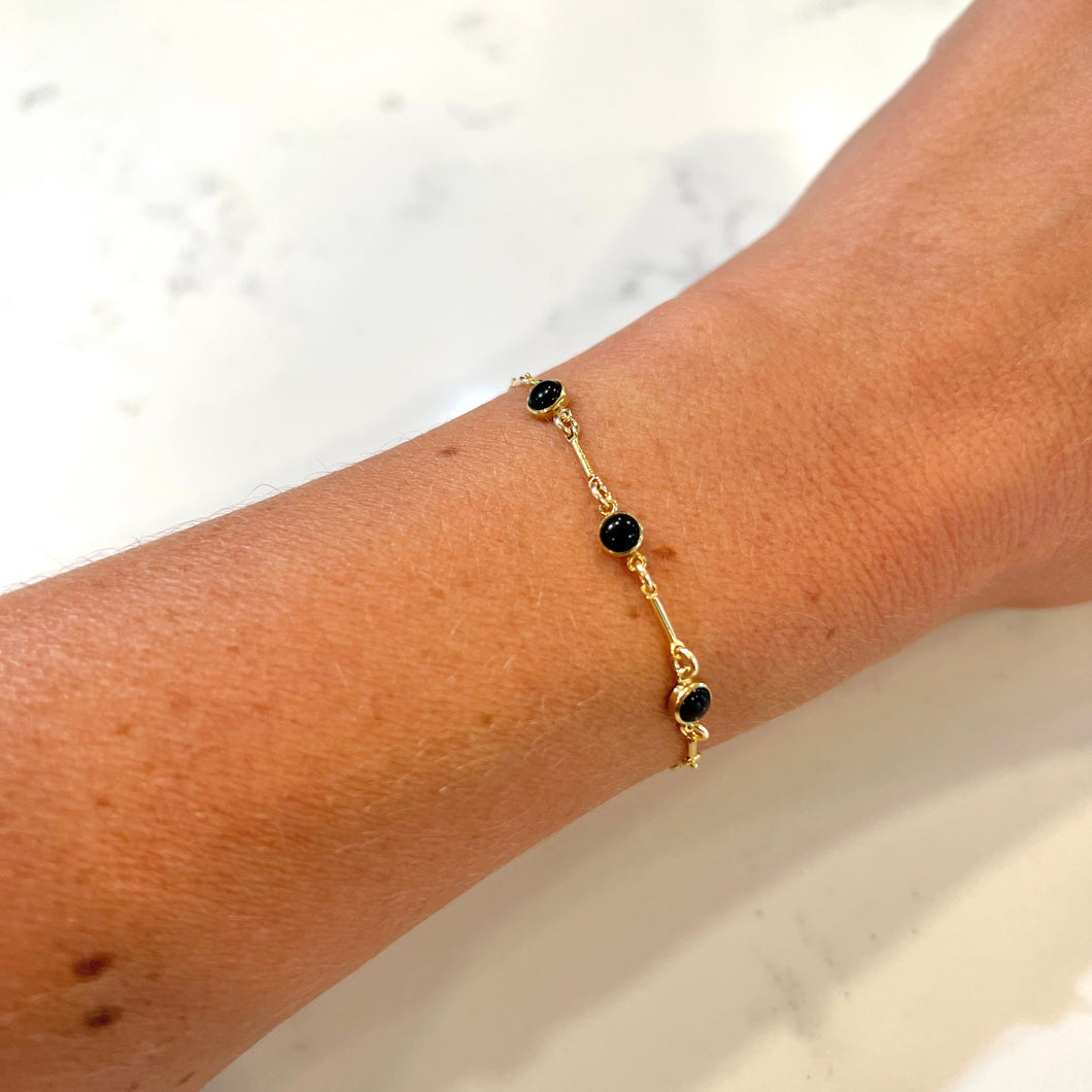 Black Gemstone Gold Bracelet