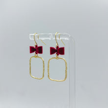 Load image into Gallery viewer, Burgundy Velvet Bow Earrings
