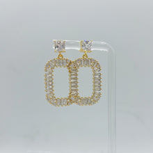 Load image into Gallery viewer, Rectangle CZ Dangle Drop Earrings
