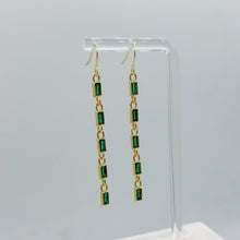 Load image into Gallery viewer, Emerald Chain Dangle Earrings
