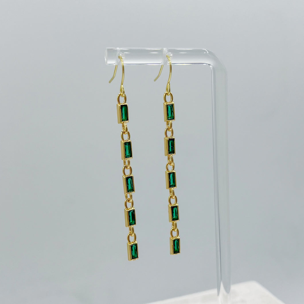Emerald Chain Dangle Earrings