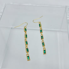 Load image into Gallery viewer, Emerald Chain Dangle Earrings
