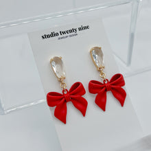 Load image into Gallery viewer, Red Bow Earrings
