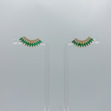 Load image into Gallery viewer, Emerald and Gold Marquise Fan Earrings
