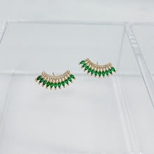 Load image into Gallery viewer, Emerald and Gold Marquise Fan Earrings

