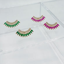 Load image into Gallery viewer, Fuchsia and Gold Marquise Fan Earrings
