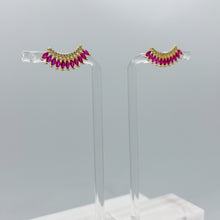 Load image into Gallery viewer, Fuchsia and Gold Marquise Fan Earrings
