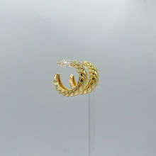 Load image into Gallery viewer, Textured Croissant Hoop Earrings
